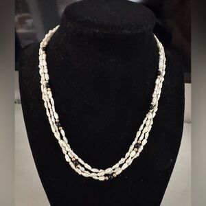 14K Gold & Fresh Water Pearl 3 Strand Necklace